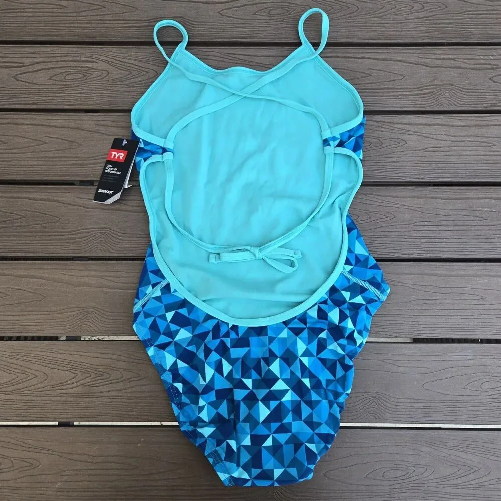 TYR Durafast One Optic Crosscutfit Tieback Multicolor/blue  Swim  - Sz 30 New